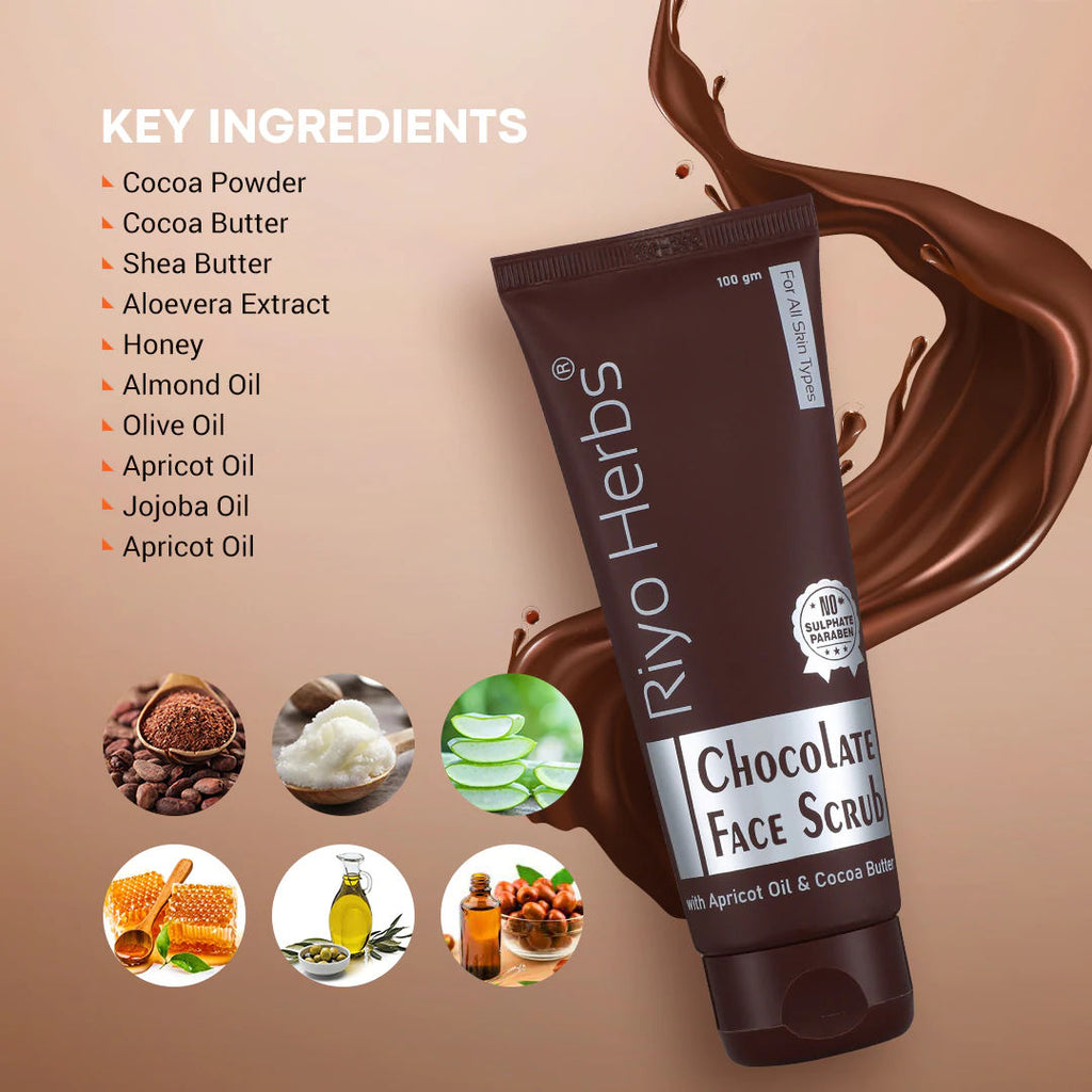 Chocolate Face Scrub with Cocoa Butter helps Dark Spots Reduction