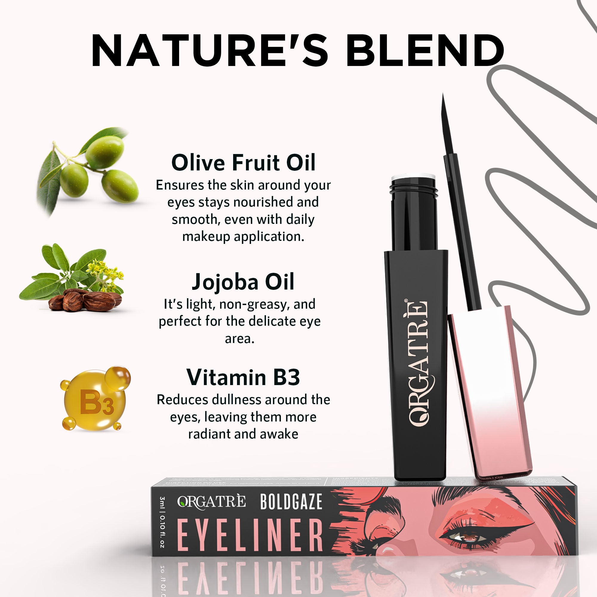 Waterproof Liquid Eyeliner, Smudgeproof 24 Hr Infused With Glycerin Jojoba Oil, & Vitamin C