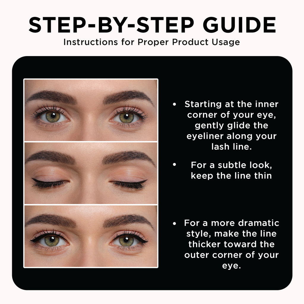 Waterproof Liquid Eyeliner, Smudgeproof 24 Hr Infused With Glycerin Jojoba Oil, & Vitamin C
