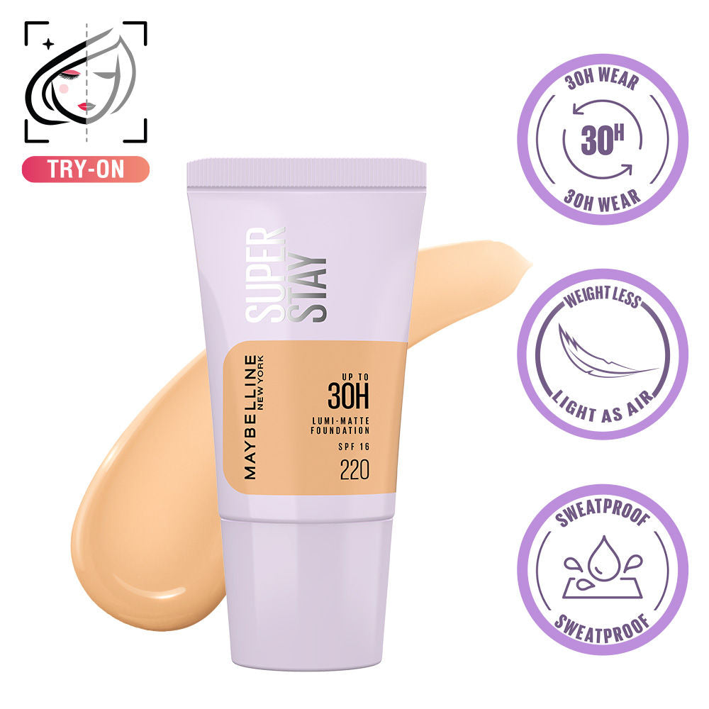 Super Stay Lumi-Matte Foundation-30Hr Wear-Lightweight-Normal-Dry Skin - 220