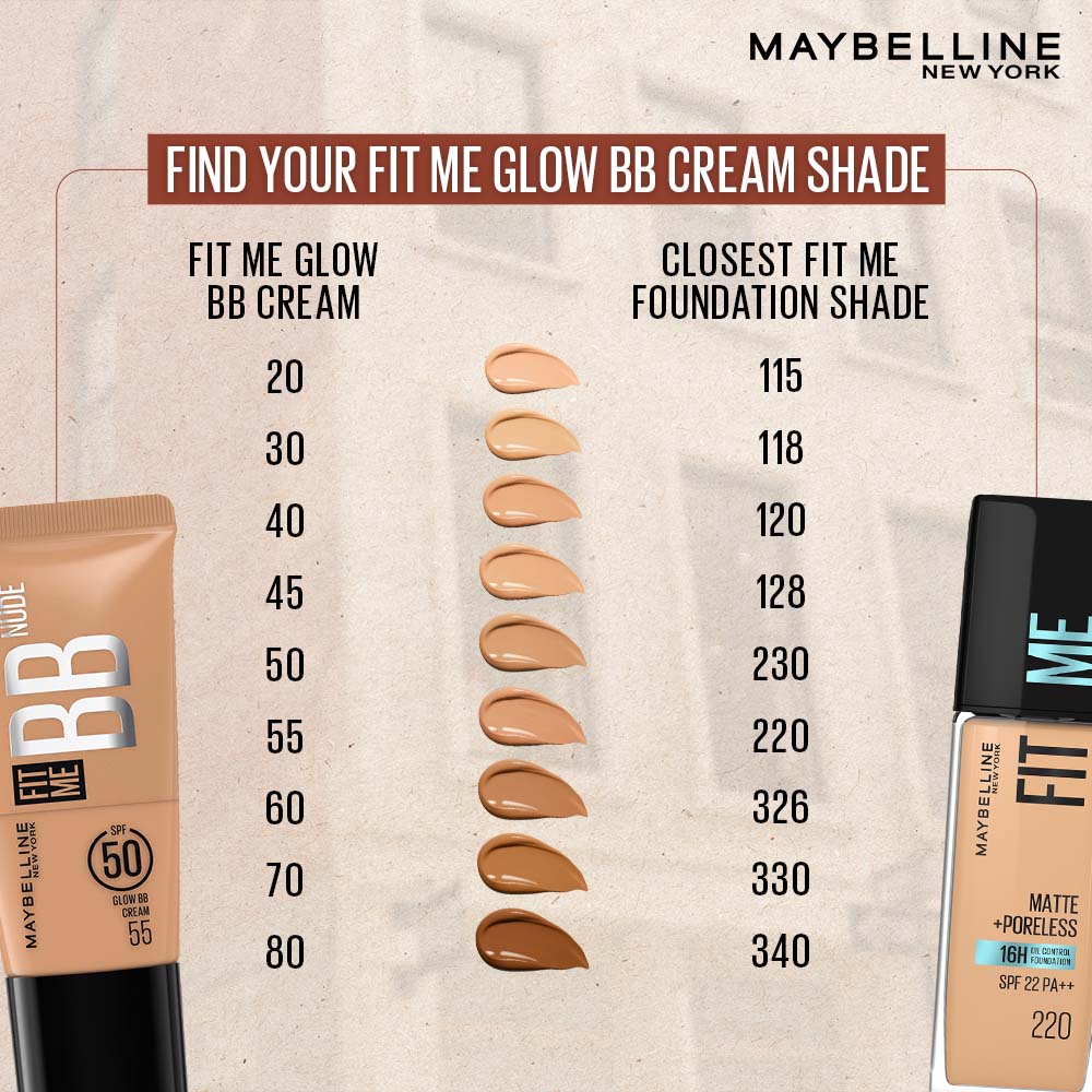 Fit Me Glow BB Skin Tint, SPF 50, Niacinamide, Normal to Dry Skin