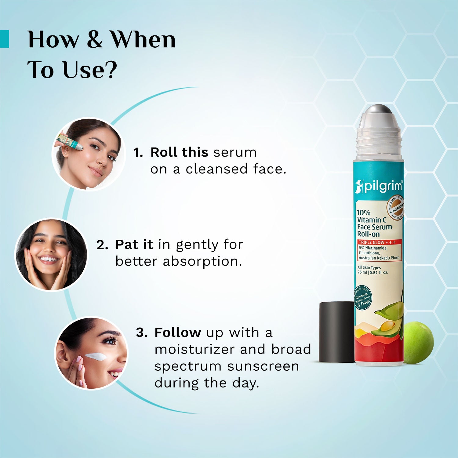 10%Vitamin C Serum Roll-On Triple Glow+++ 5%