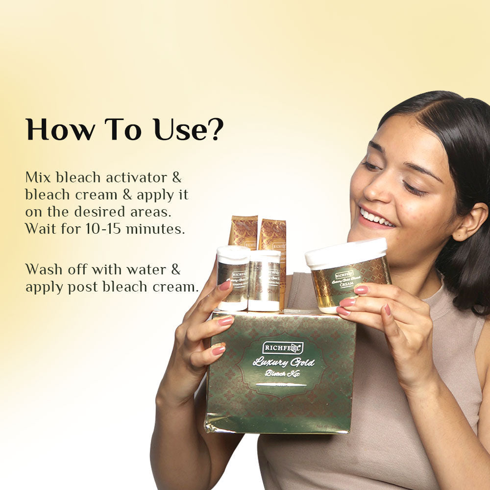 Luxury Gold Bleach for Radiant, Glowing Skin , Brightens Complexion & Enhances Glow