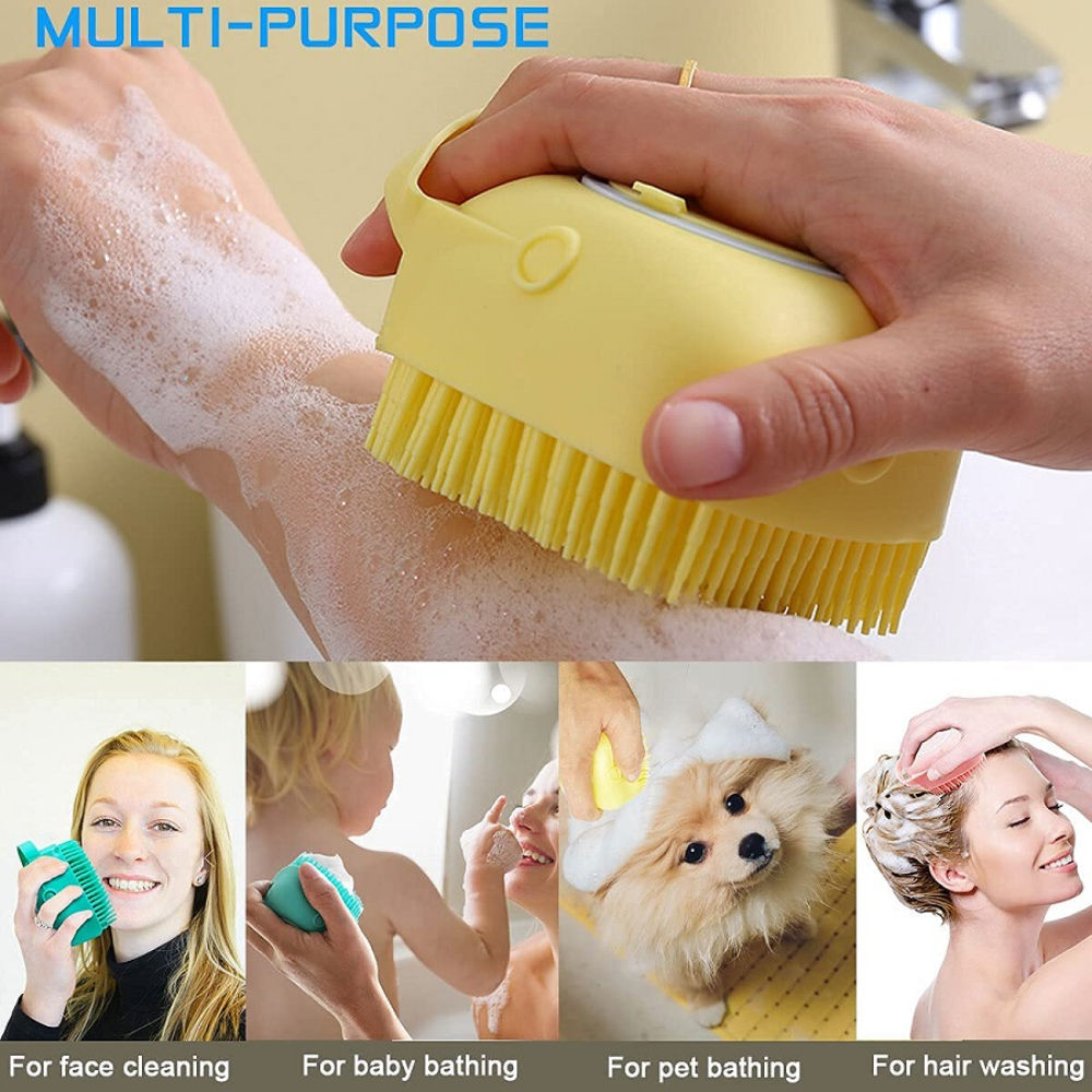 Silicone Shower Scrubber Exfoliating Bath Brush With Soap Dispenser Mix Color