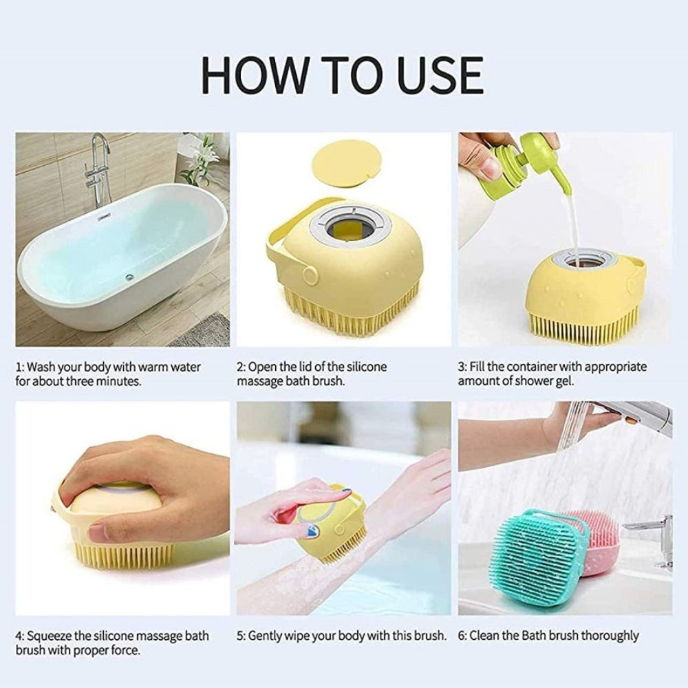 Silicone Shower Scrubber Exfoliating Bath Brush With Soap Dispenser Mix Color