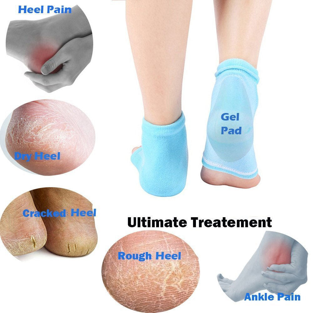 Gel Heel Socks For Dry Hard Crack & Pain Relief Heel Support With Open Toe