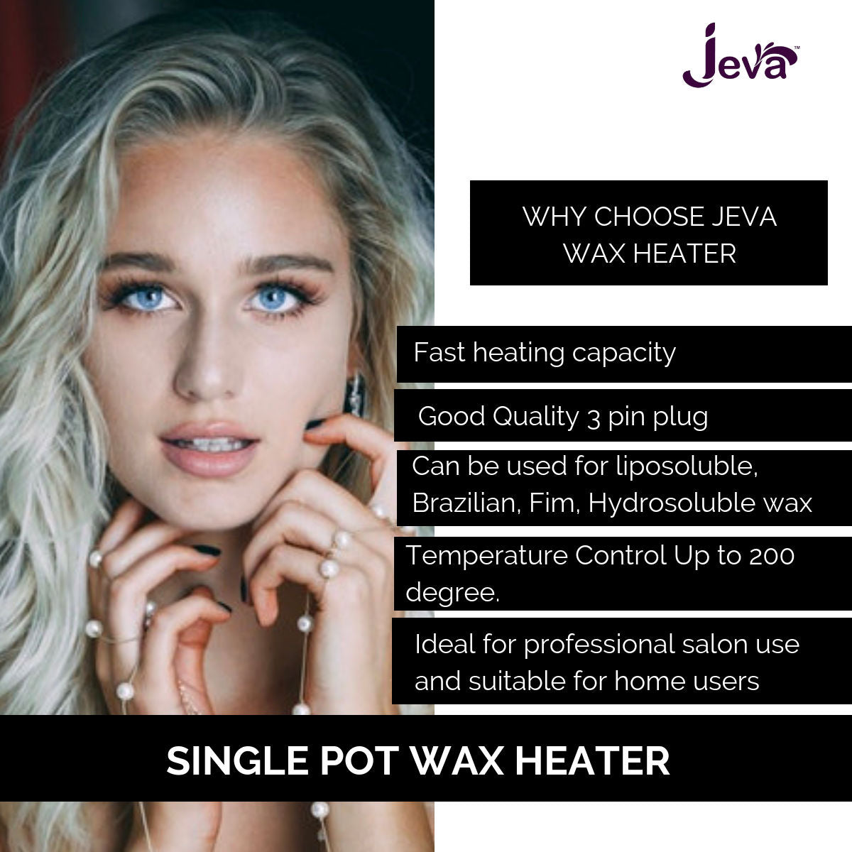Single Wax Heater - Black Metal Professional Wax Warmer for Smooth Hair Removal